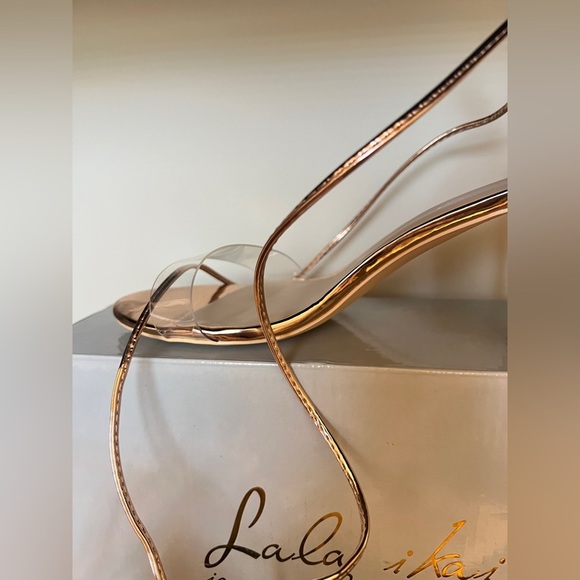 Lala Ikai Golden  Strappy Open
Toe Rhinestone Block Heels
Party Shoe - Picture 5 of 8